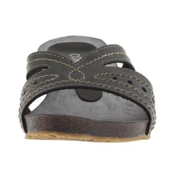 Cordani Black Slip On Slides Sandal Size 37 US 7 Leather Summer New - Picture 3 of 8